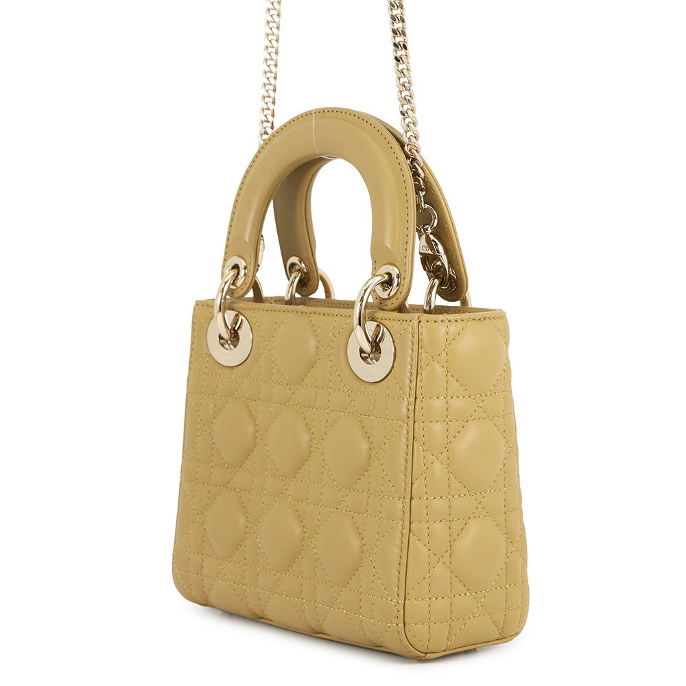 Dior Lady Dior 2Way Handbag Olivem0505Onge Lambskin Size Mini