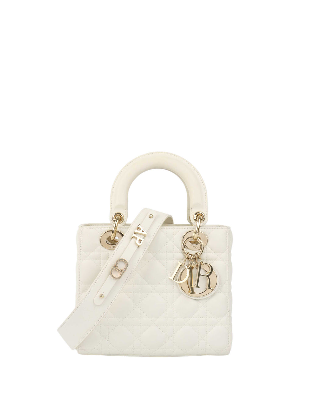 Dior White Small Lady Dior Bag Ghw