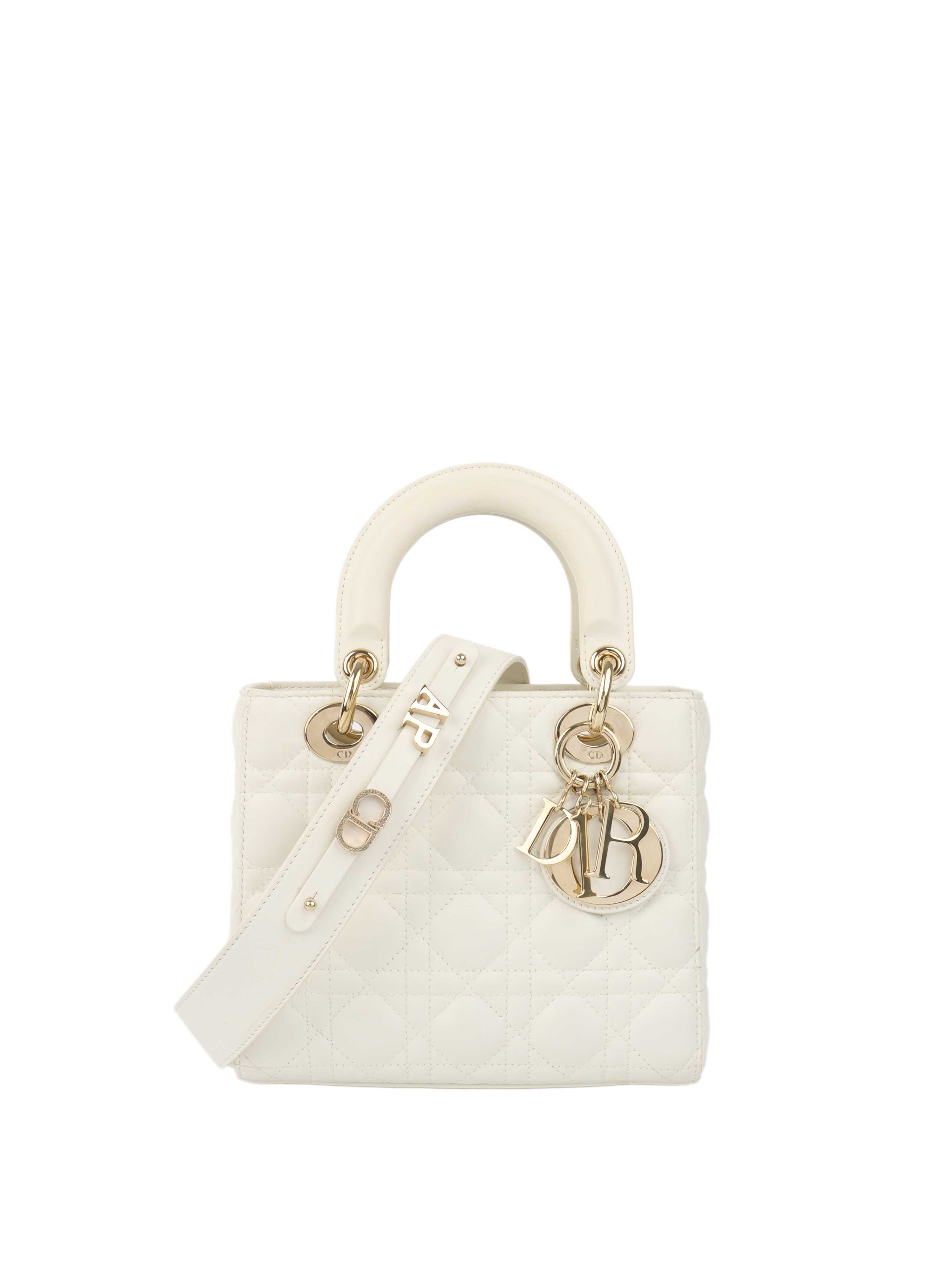 Dior White Small Lady Dior Bag Ghw