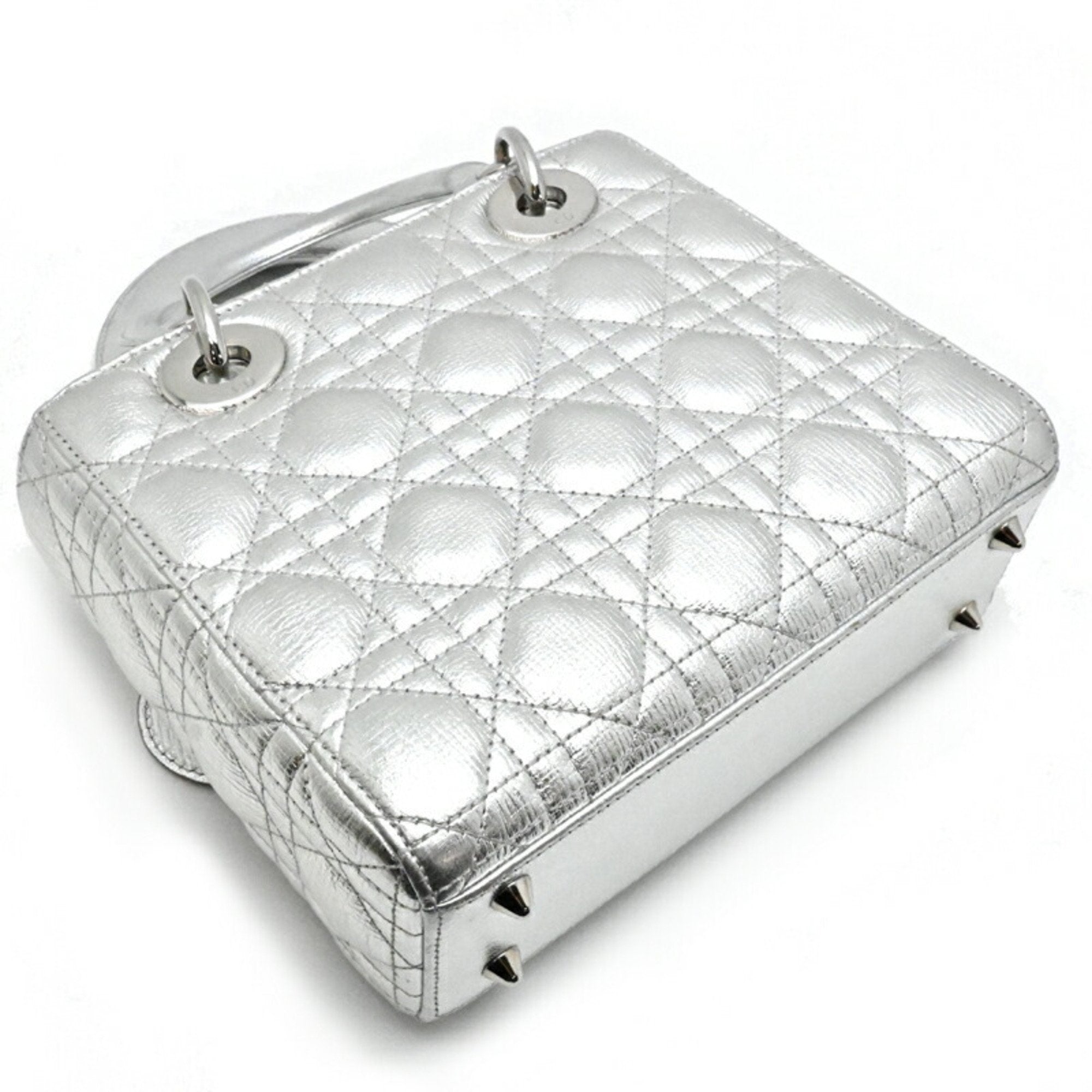 Christian Dior Silver Leather Handbag