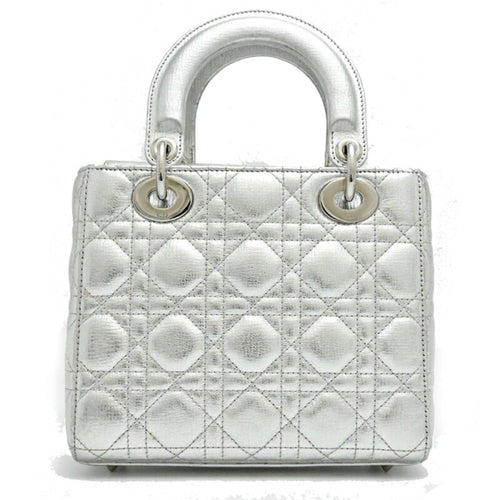 Christian Dior Silver Leather Handbag