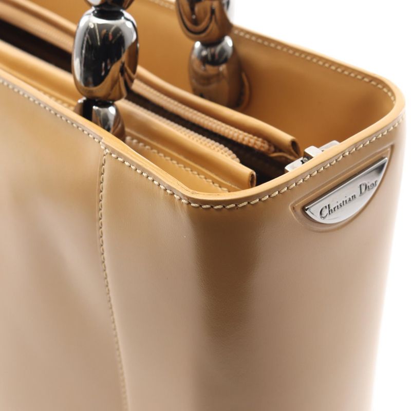 Christian Dior Handbag Maris Pearl Beige Leather Tote
