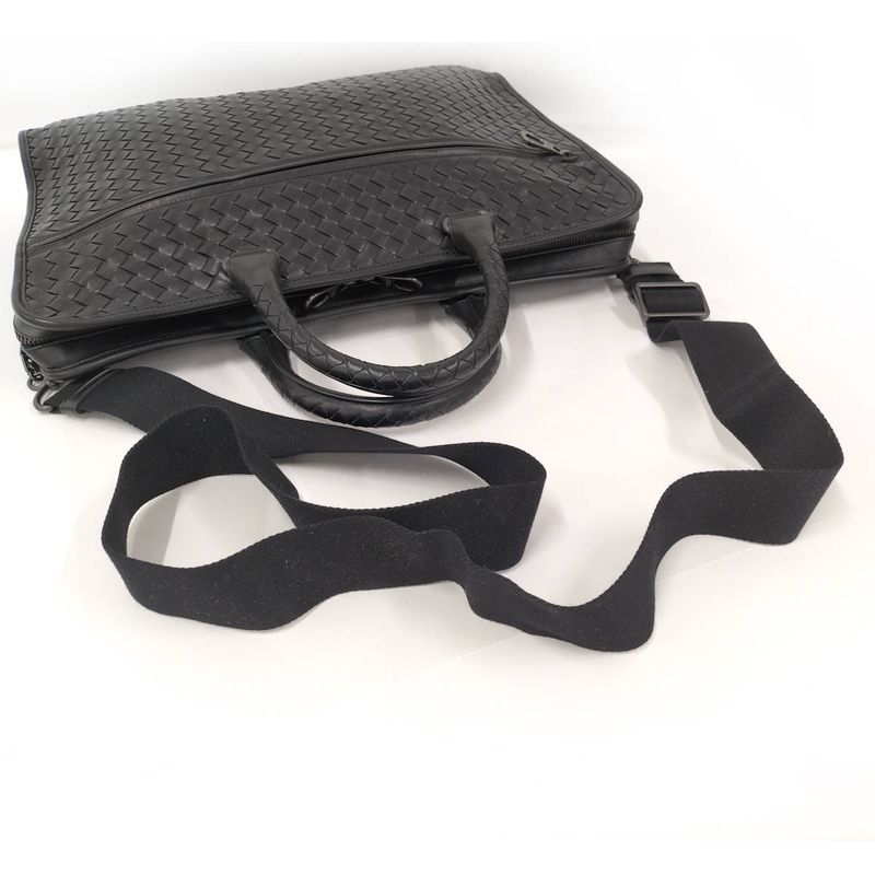 Bottega Veneta 2-Way Shoulder Bag Business Intrecciato Leather Black