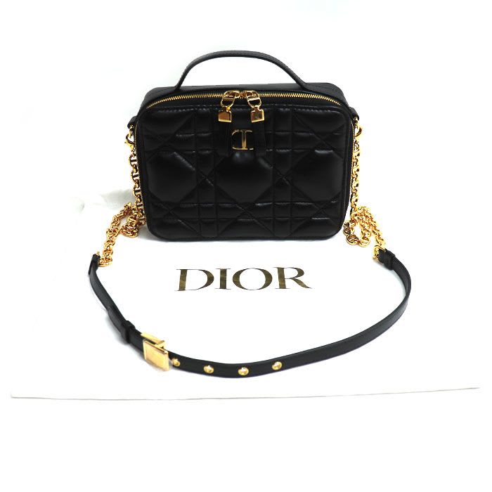Dior Macrocanage Caro Box Bag 2-Way Shoulder Black S5140 Ungx M900