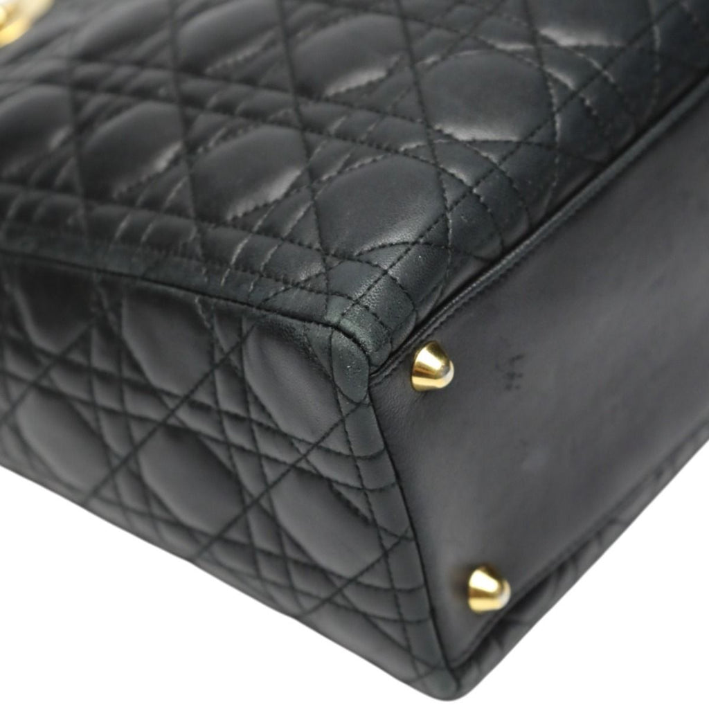 Dior Christian 2-Way Shoulder Bag Cannage Black