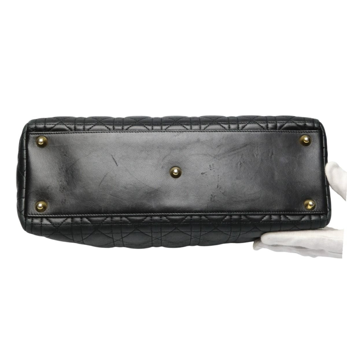 Dior Christian 2-Way Shoulder Bag Cannage Black