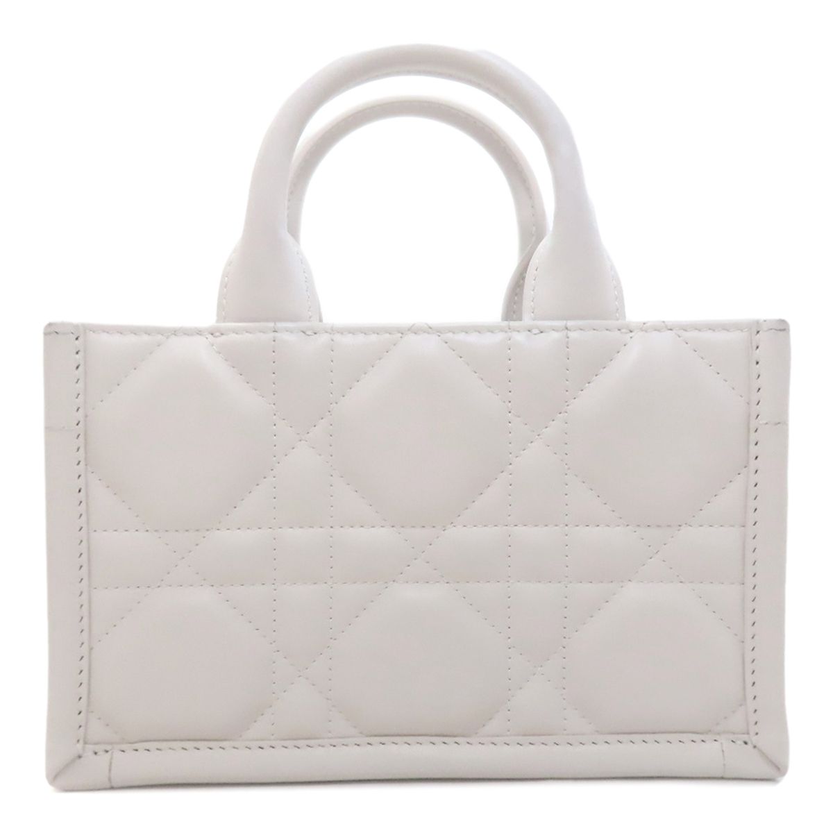 Dior Book Tote Mini Macro Cannage 2-Way Handbag White Gray