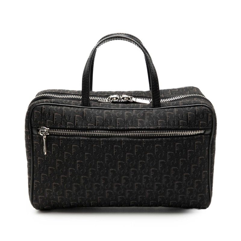 Dior Trotter Mini Handbag Cosmetic Pouch Black Canvas Leather