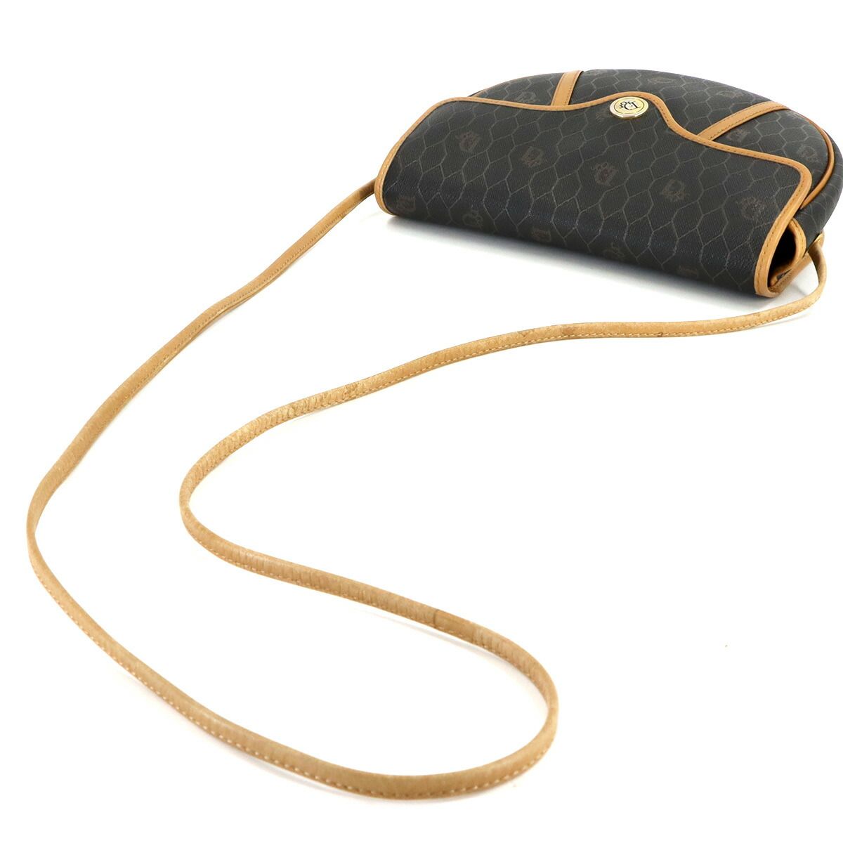 Dior Honeycomb Shoulder Bag Leather Black Brown Gold Vintage