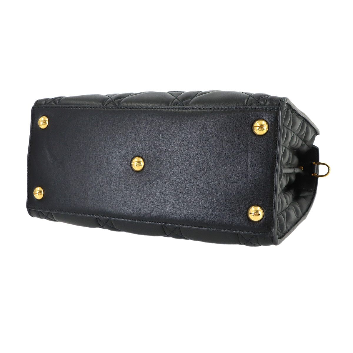 Dior Saint Honore Macro Cannage 2-Way Hand Bag Leather Black