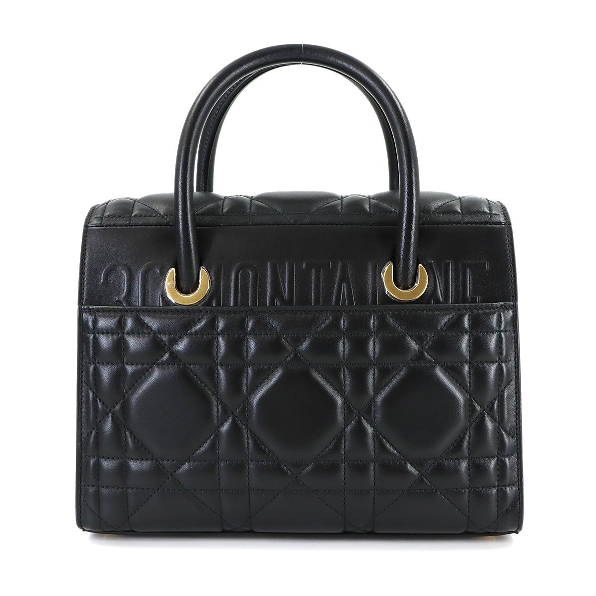 Dior Saint Honore Macro Cannage 2-Way Hand Bag Leather Black