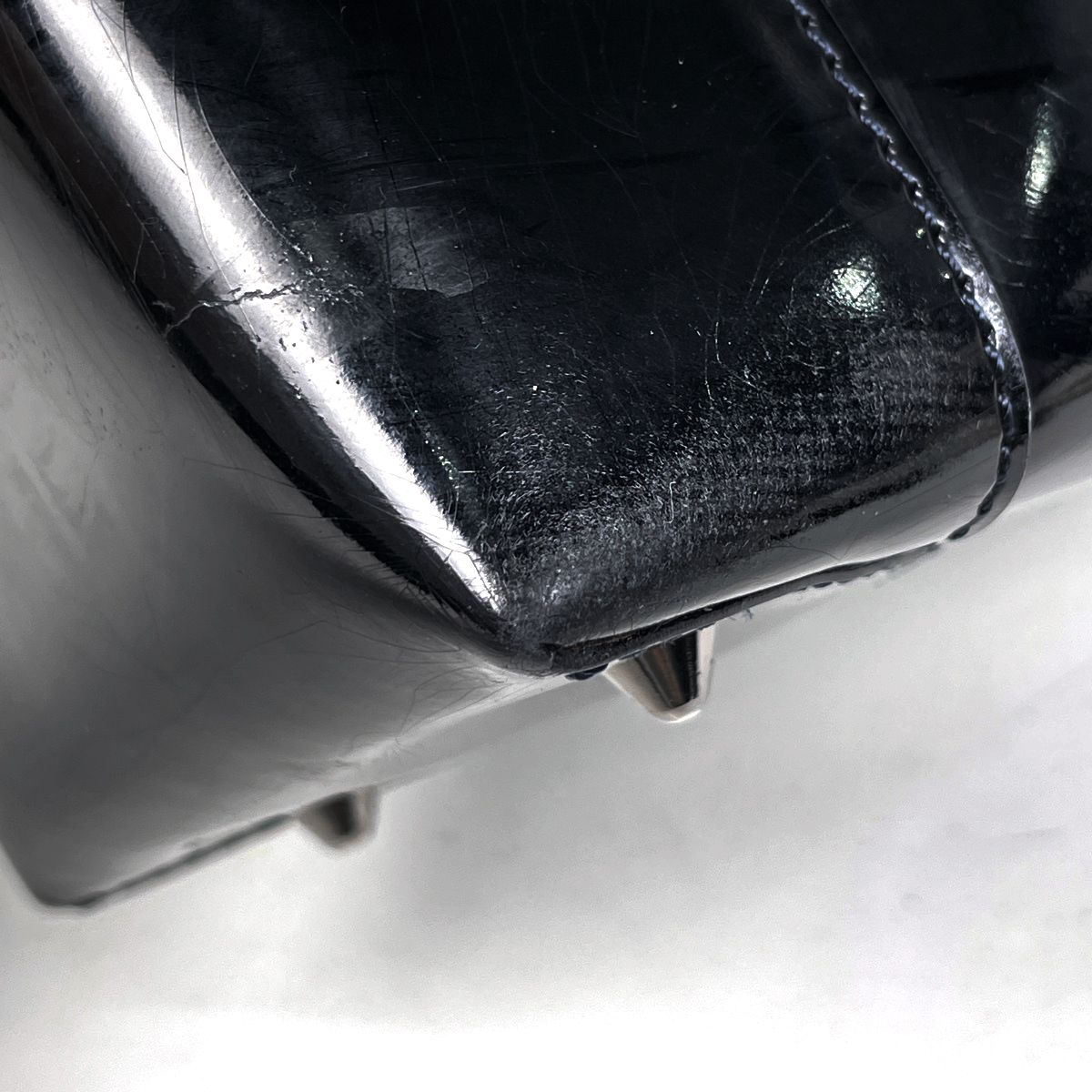 Dior Maris Pearl Handbag 2-Way Enamel Patent Leather Black