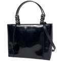 Dior Maris Pearl Handbag 2-Way Enamel Patent Leather Black