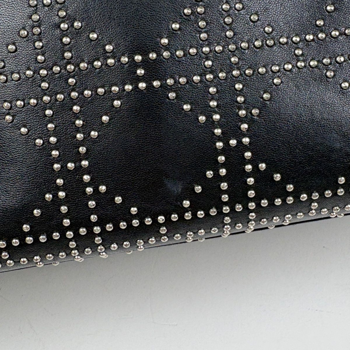 Dior Lady Studs Cannage Handbag Leather Black