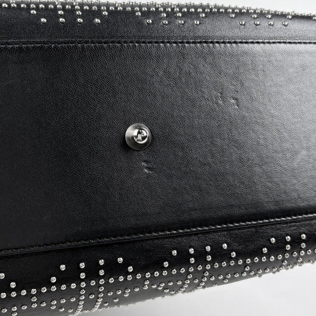 Dior Lady Studs Cannage Handbag Leather Black