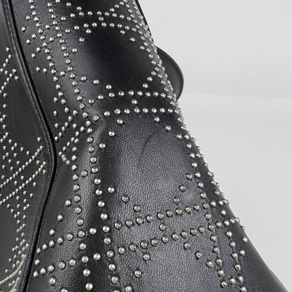 Dior Lady Studs Cannage Handbag Leather Black