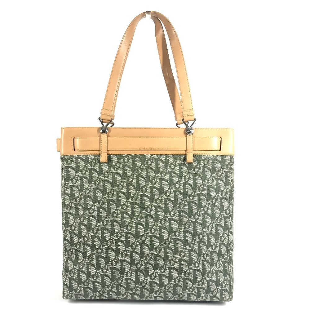 Dior Tote Trotter Logo Leather Canvas Khaki
