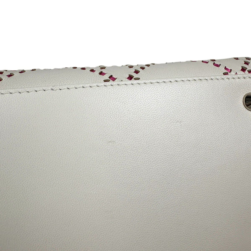 Dior Lady Cannage Bicolor Handbag Leather White Pink