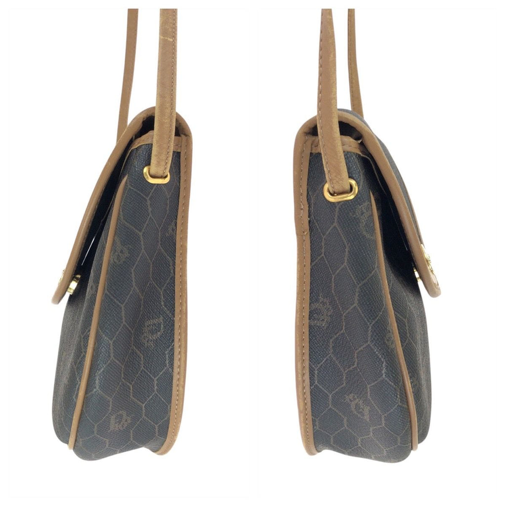 Dior Vintage Honeycomb Pattern Brown Beige Shoulder Bag Pochette