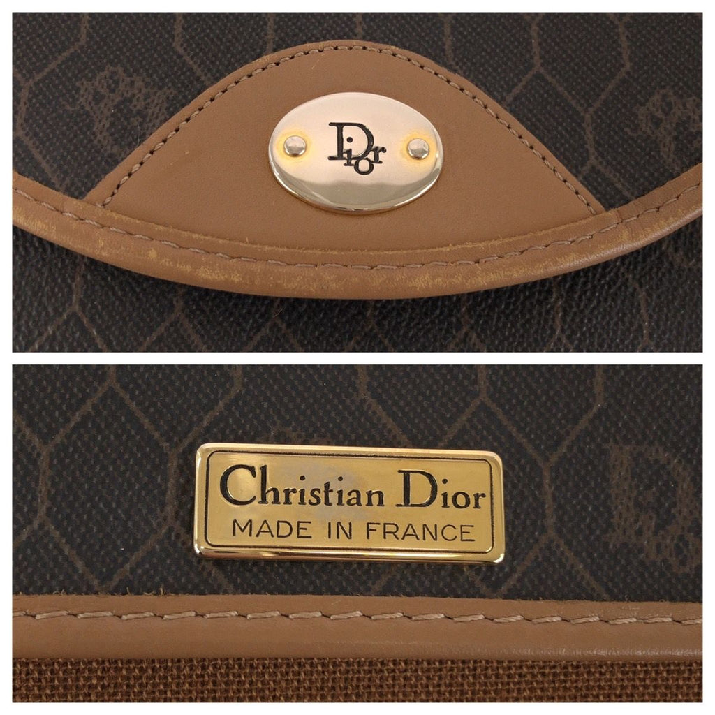 Dior Vintage Honeycomb Pattern Brown Beige Shoulder Bag Pochette