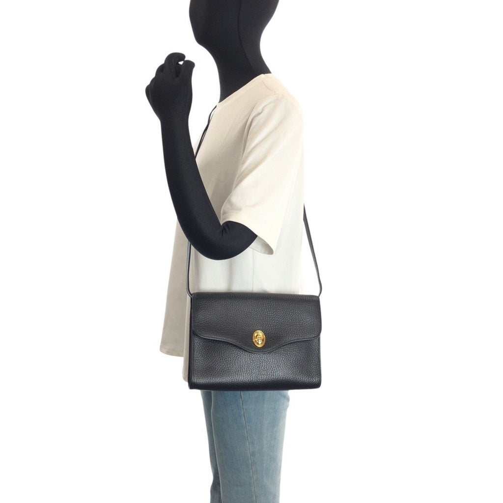 Dior Vintage Black Leather Shoulder Bag Pochette