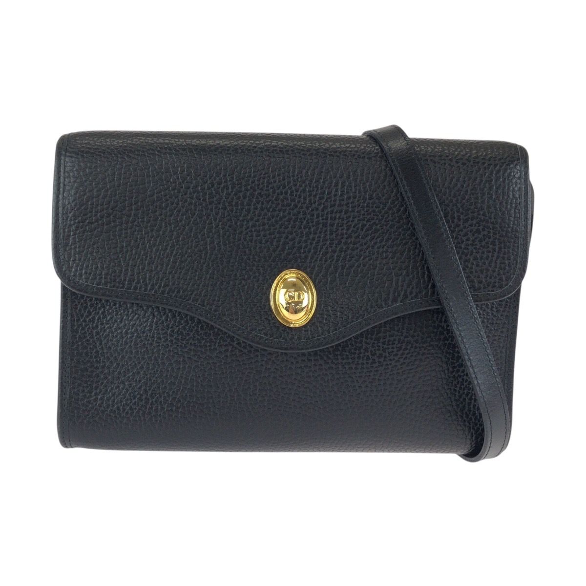 Dior Vintage Black Leather Shoulder Bag Pochette