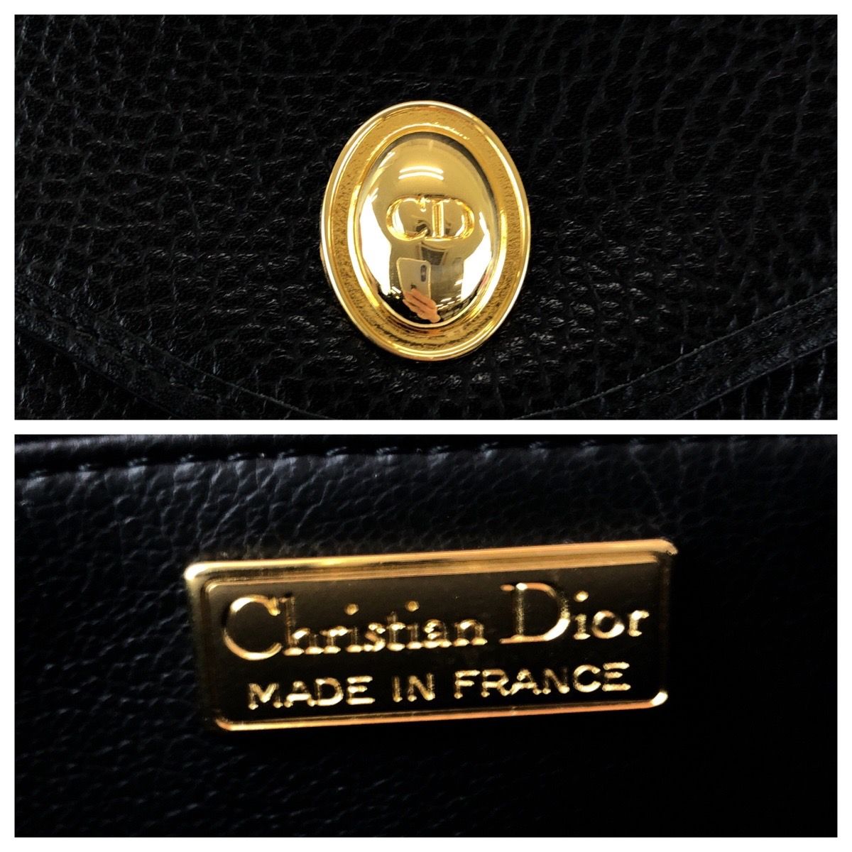 Dior Vintage Black Leather Shoulder Bag Pochette