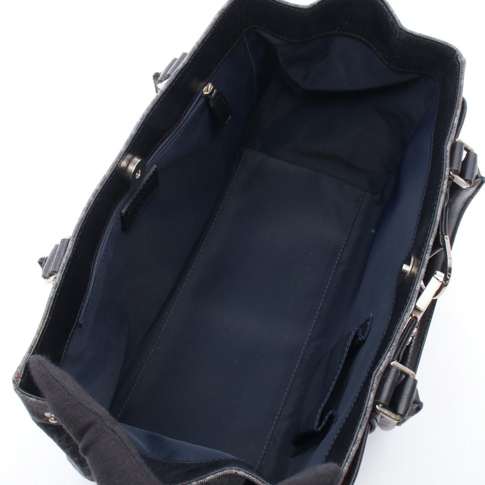 Dior Dio Handbag Tobta Navy Black Orange Denim Leather