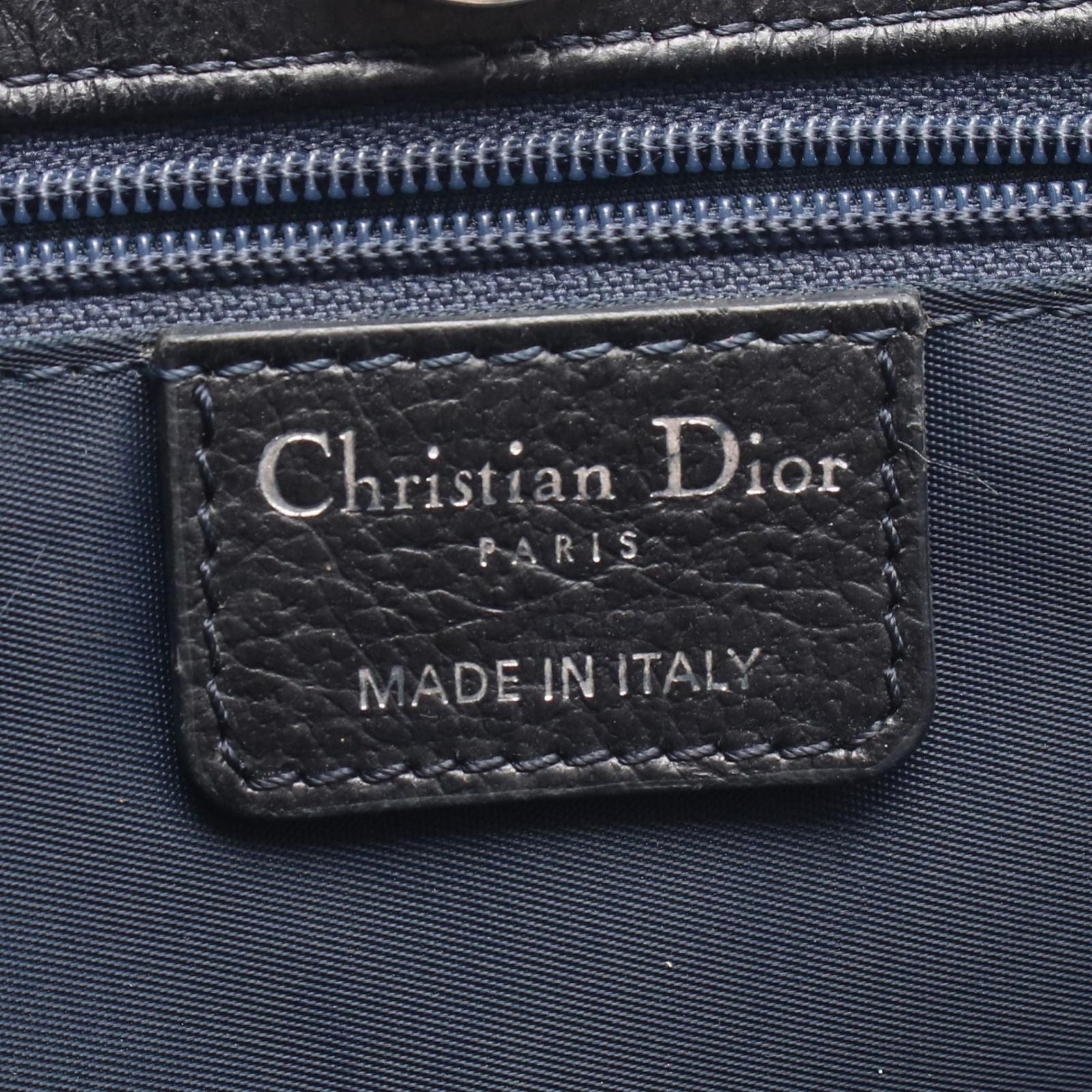 Dior Dio Handbag Tobta Navy Black Orange Denim Leather