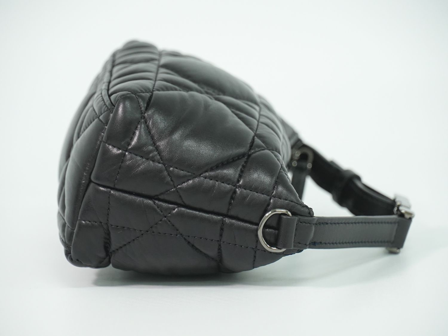 Dior Travel Nomad Pouch Cannage Handbag Leather Black