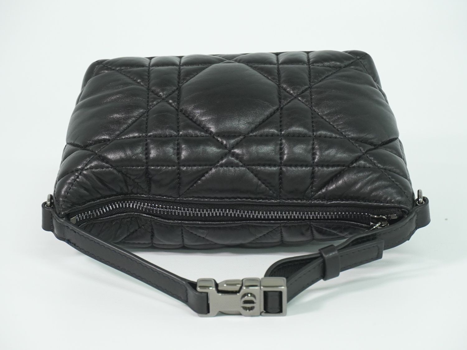 Dior Travel Nomad Pouch Cannage Handbag Leather Black