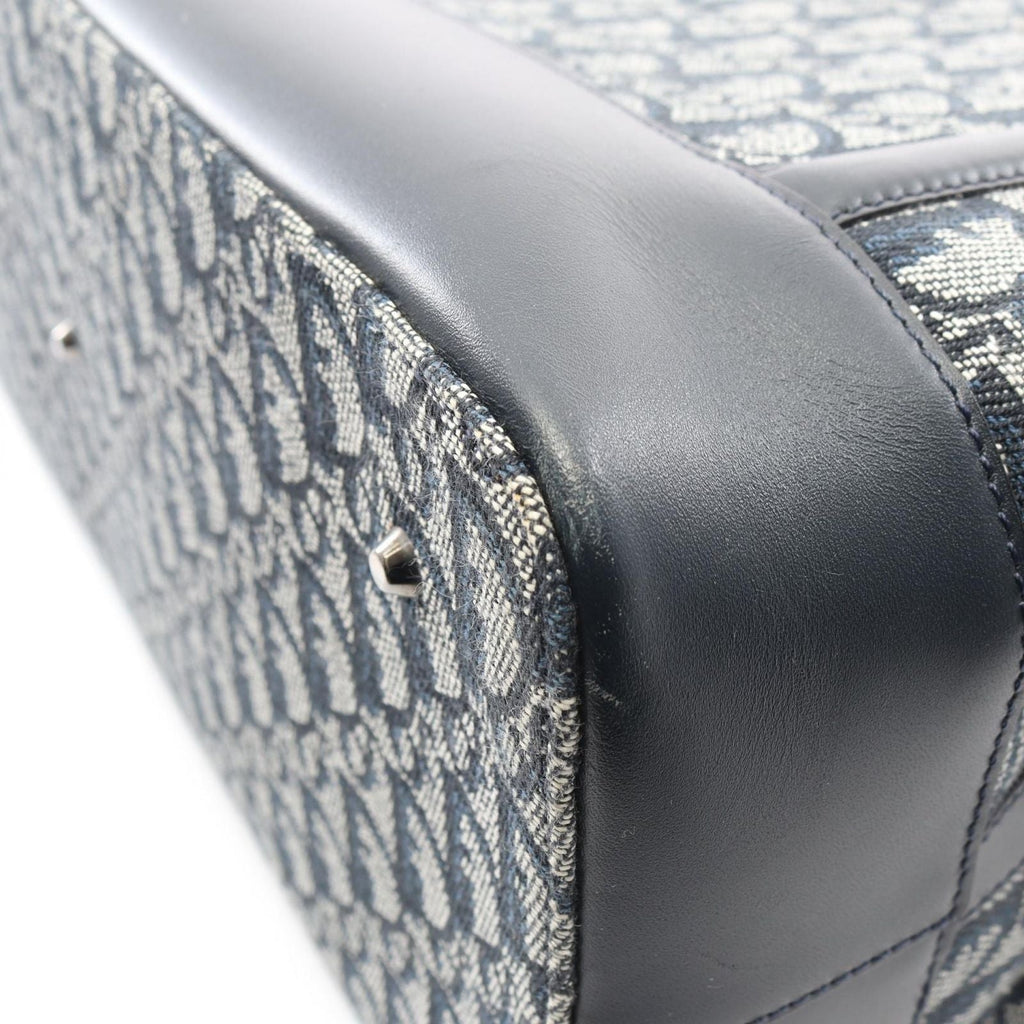 Dior Dio Handbag Tobta Denineta Zba Navy Canvas Leather