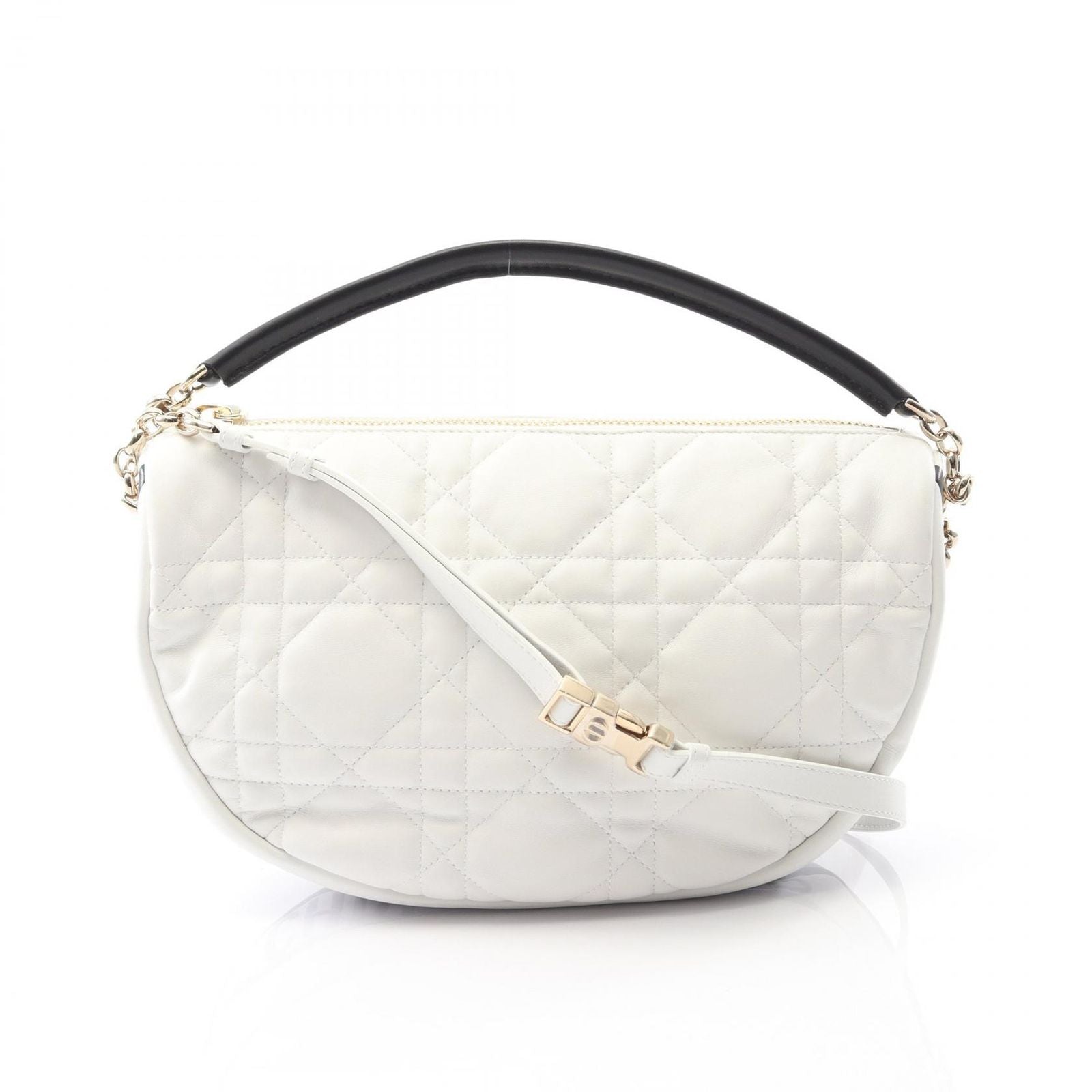 Dior Dio Handbag Vibe Midi Bo Cannage White Leather