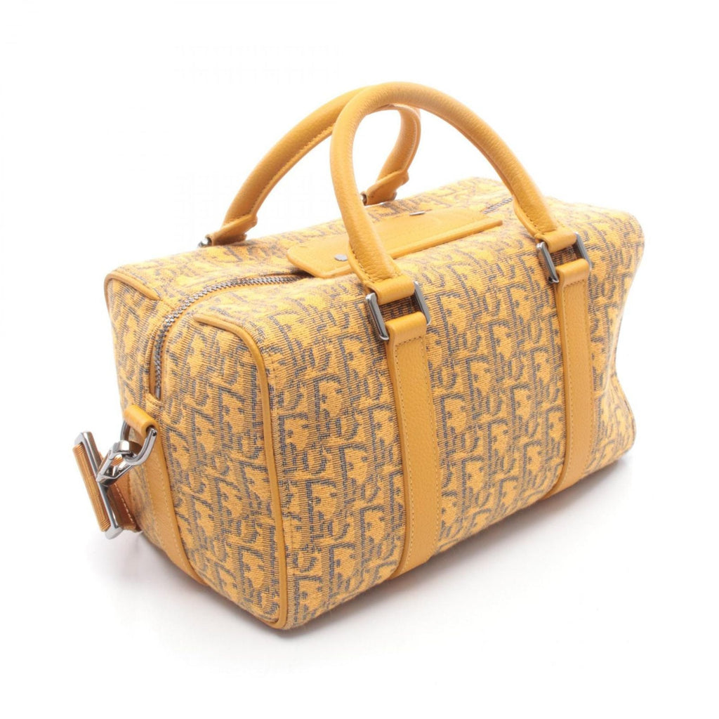 Dior Handbag Rango 26 Yellow Canvas Leather Black