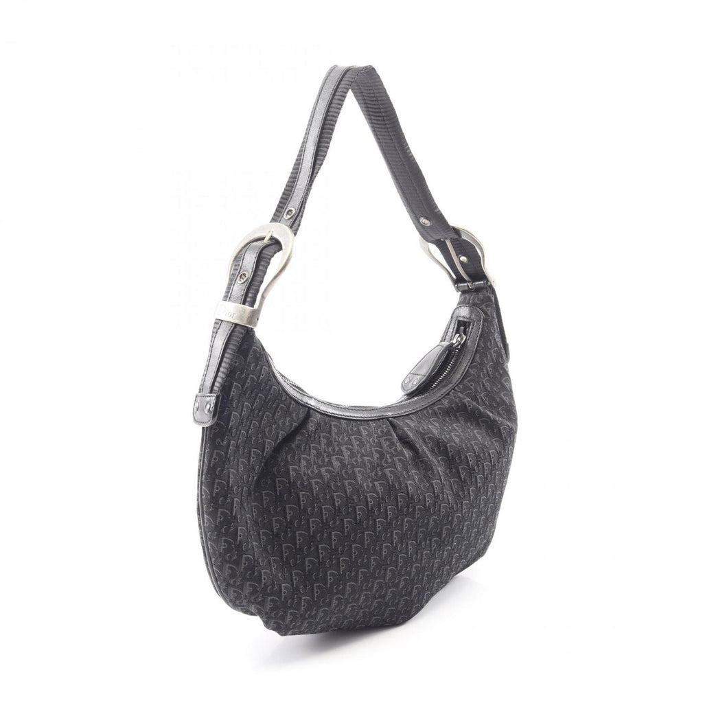 Dior Shoulder Bag Black Canvas Leather Trotter