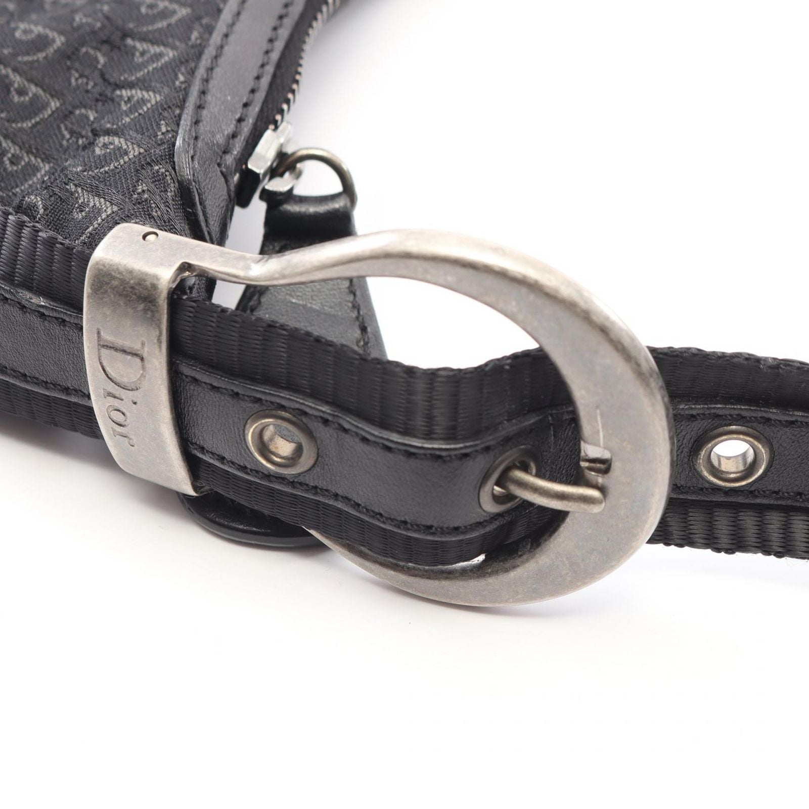 Dior Shoulder Bag Black Canvas Leather Trotter