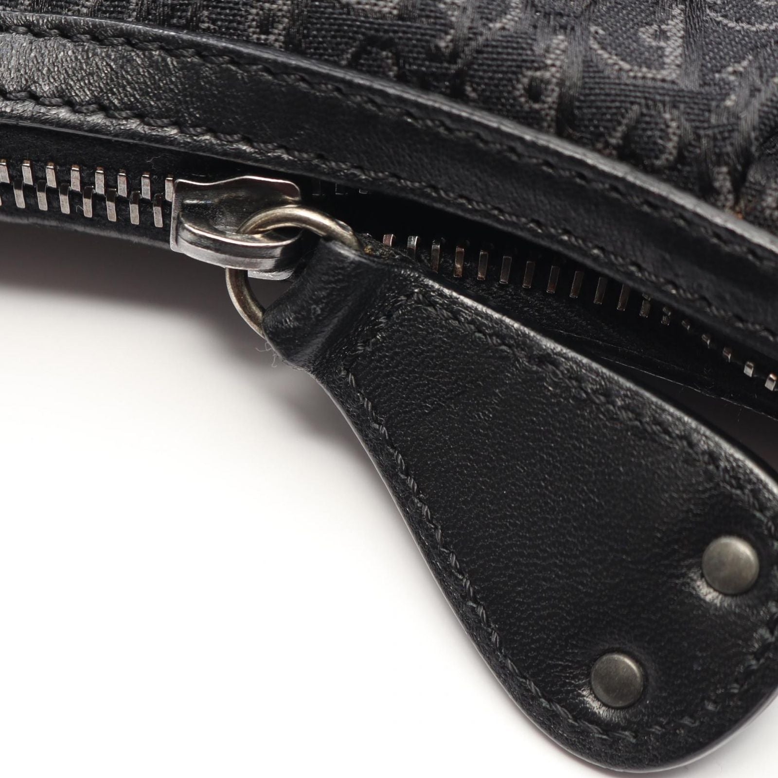 Dior Shoulder Bag Black Canvas Leather Trotter