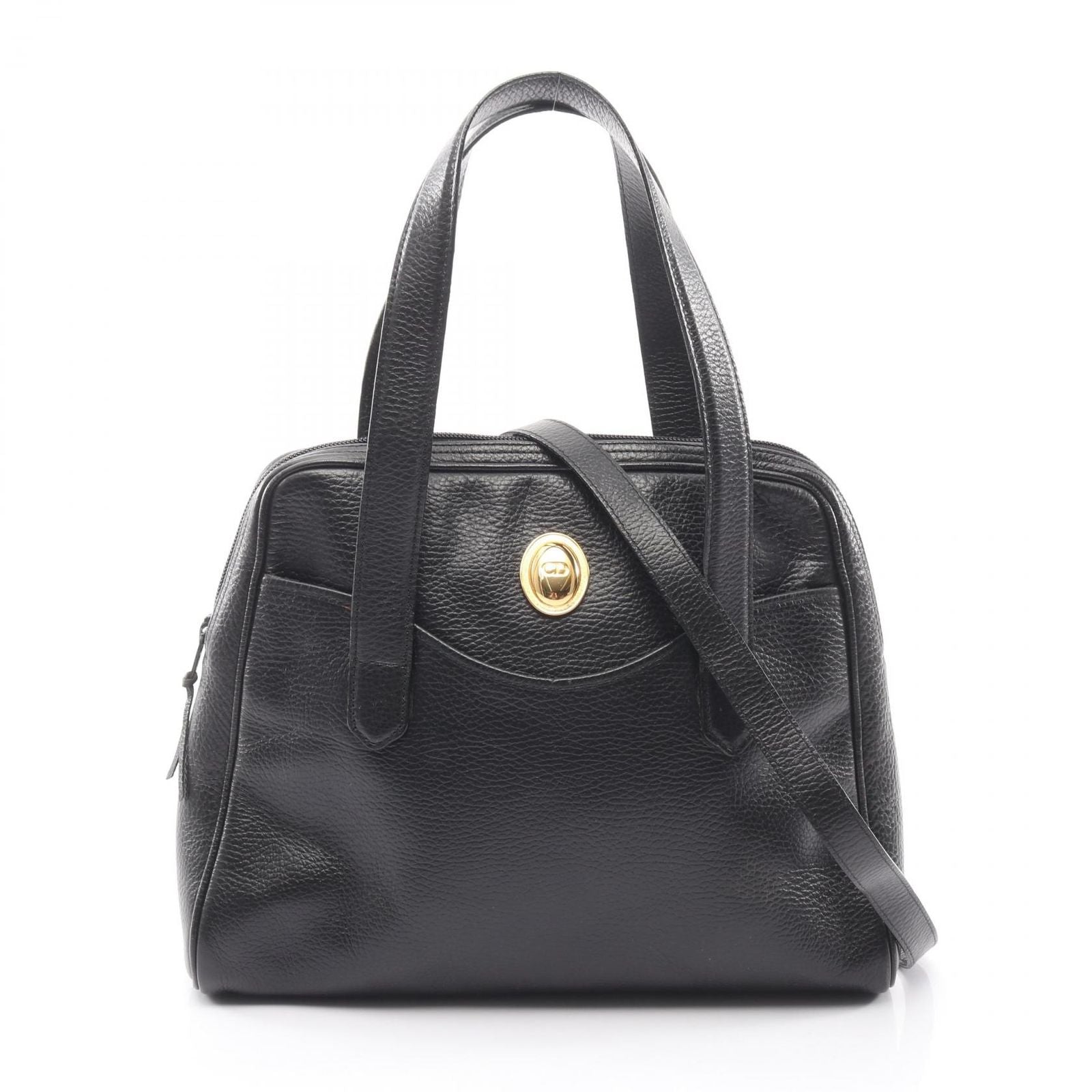 Dior Handbag CD 2-Way Black Leather CD Logo Hand