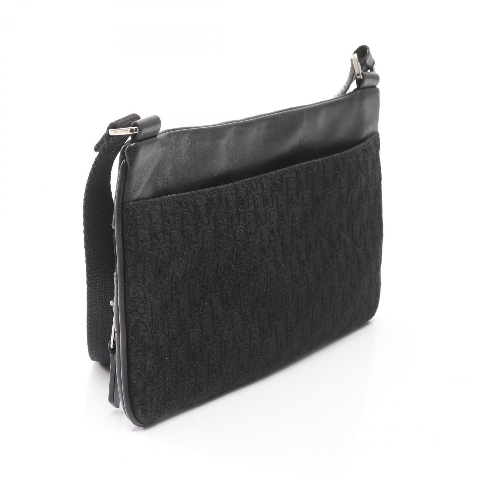 Dior Shoulder Bag Street Chic Trotter Black Canvas Leather