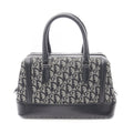 Dior Handbag Trotter Black Beige Canvas Leather Hand