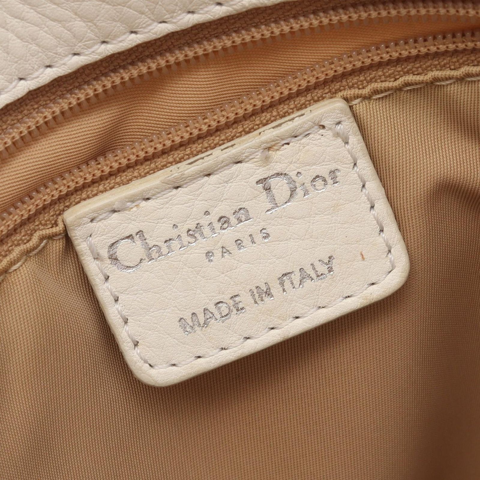 Dior Handbag Strips Tosic Trotter Ivory Canvas Leather Tote