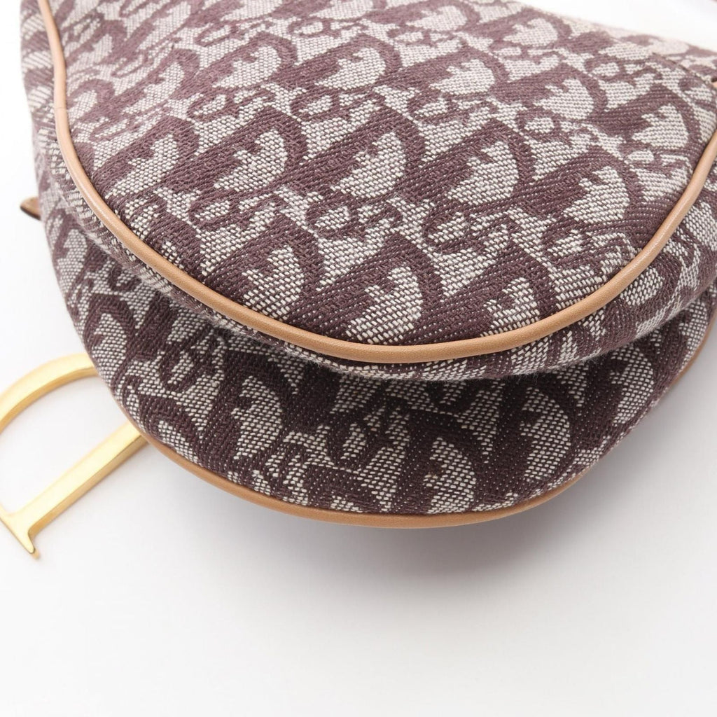 Dior Handbag Saddle Trotter Brown Canvas Leather Bag