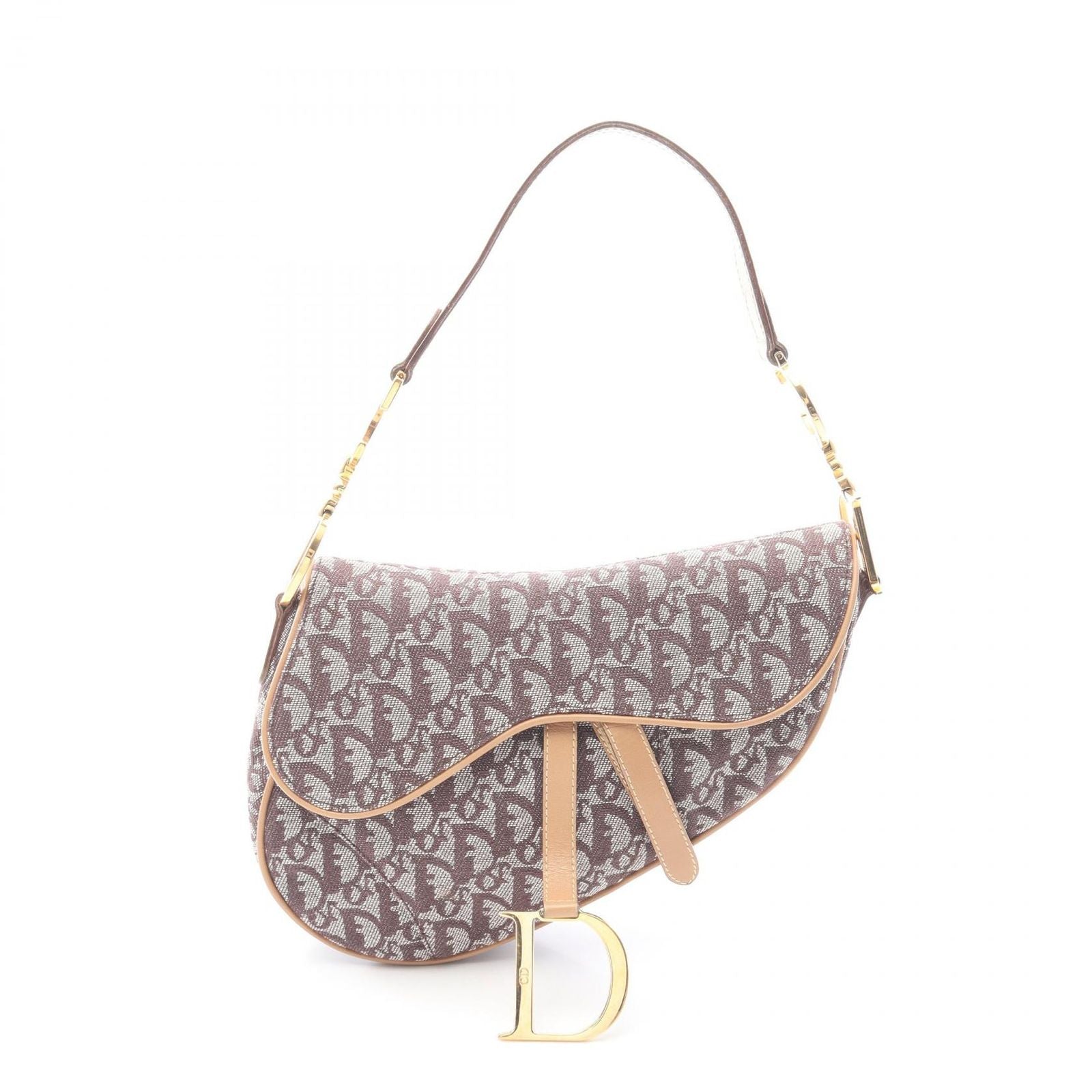 Dior Handbag Saddle Trotter Brown Canvas Leather Bag