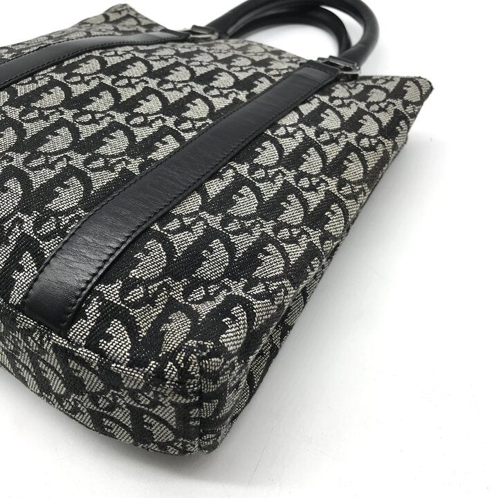 Dior Trotter Canvas Leather Silver Hand Tote Black