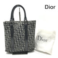 Dior Trotter Canvas Leather Silver Hand Tote Black