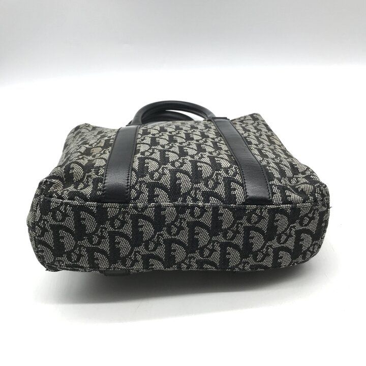 Dior Trotter Canvas Leather Silver Hand Tote Black