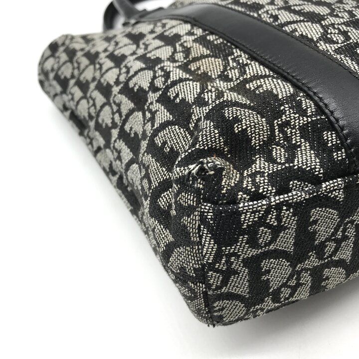 Dior Trotter Canvas Leather Silver Hand Tote Black