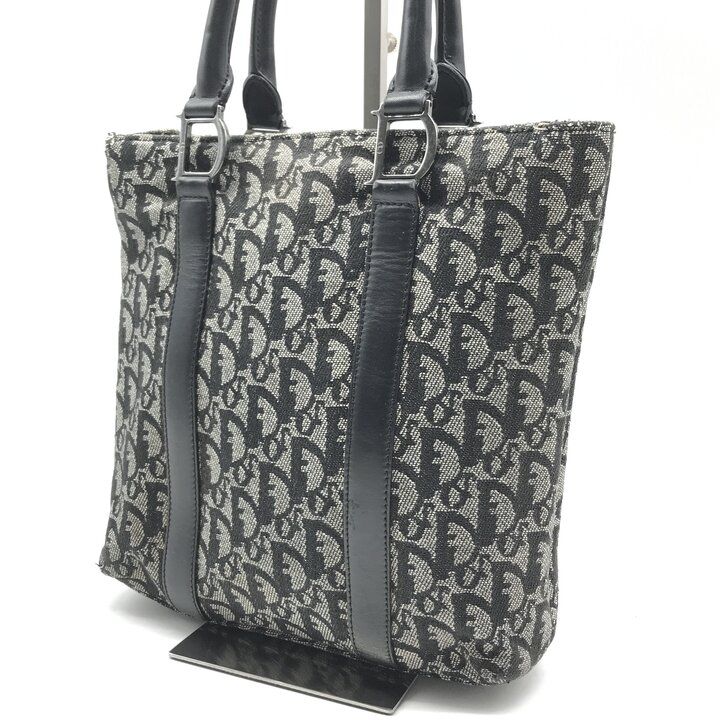 Dior Trotter Canvas Leather Silver Hand Tote Black