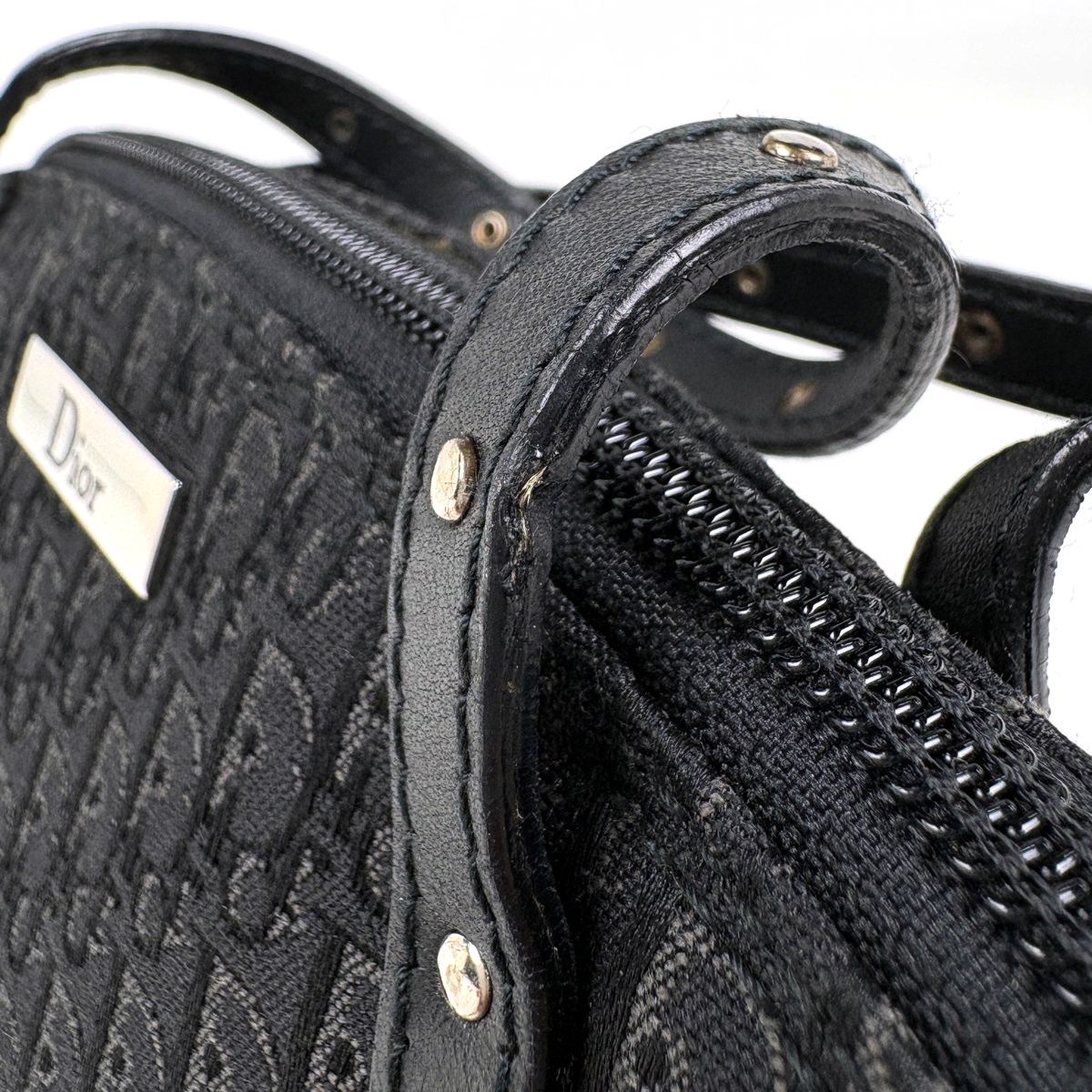 Dior Trotter Pattern Handbag Street Chic Logo Canvas Black