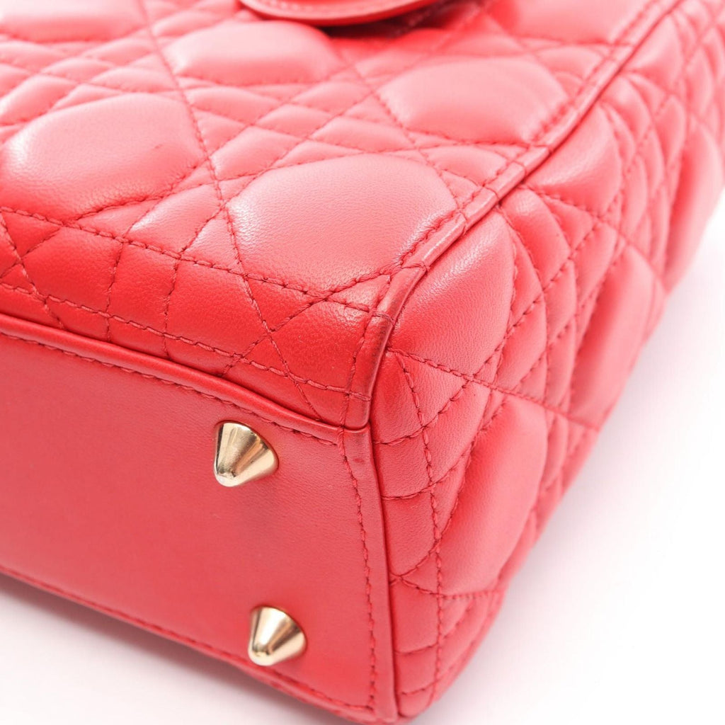 Dior Handbag Lady Dior MY Abcdior Lady Dior Small Cannage 2-Way Red Leather